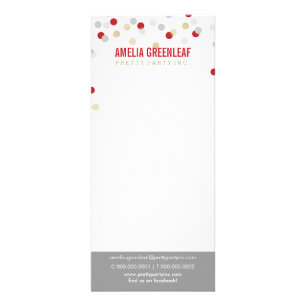 PRICE SERVICES LIST confetti spot pattern red gold Rack Card
