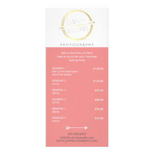 PRICE SERVICES modern arrow logo rustic gold coral Rack Card