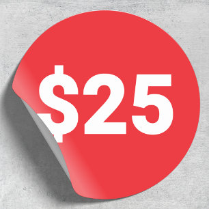 Price Tag Sticker   Dollar Price Red Label
