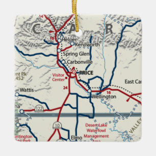 Price Utah Map Ceramic Ornament