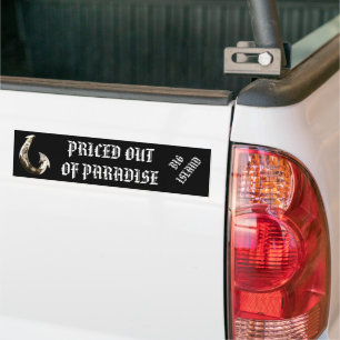 PRICED OUT OF PARADISE BIG ISLAND - Tribal Hook Bumper Sticker