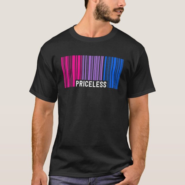 Priceless Bisexual Pride Barcode Subtle Bi Flag Di T-Shirt (Front)