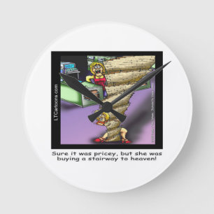 Pricey Heavenly Stairway Funny Round Clock