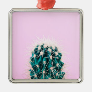 Prickley Cactus on Pink Metal Tree Decoration