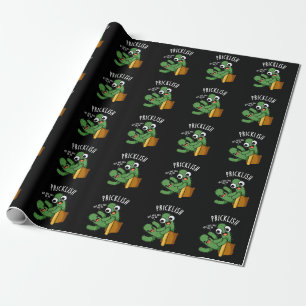 Pricklish Funny Cactus Puns Dark BG Wrapping Paper