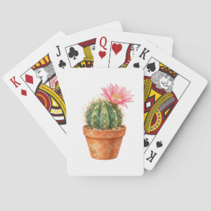 Prickly Cactus Watercolor Floral Playing Cards