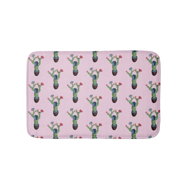 Prickly cactus with flowers bath mat (Front)