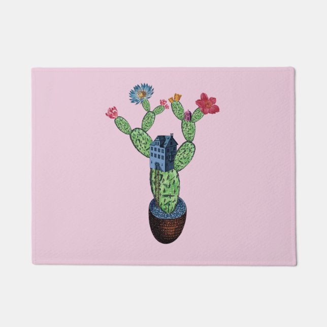 Prickly cactus with flowers doormat (Front)