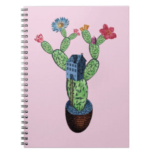 Prickly cactus with flowers notebook
