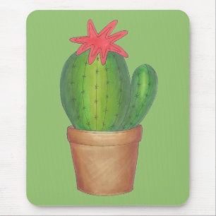 Prickly Green Cactus Garden Flower Potted Plant Mouse Mat