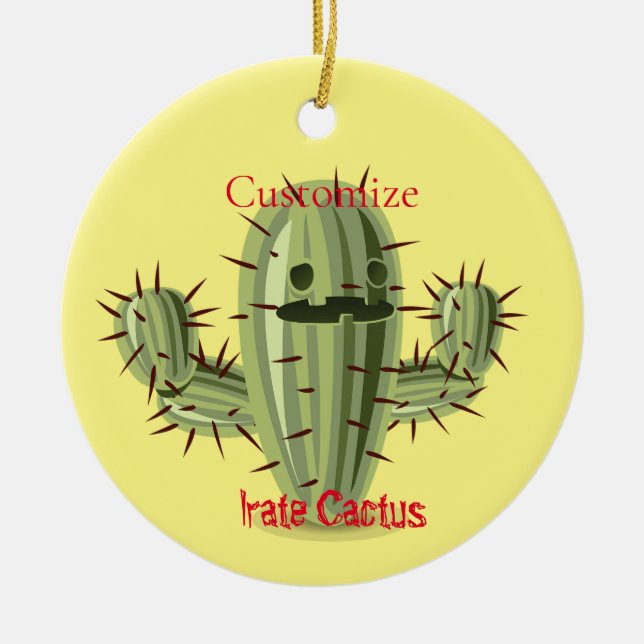 Prickly Irate Cactus Thunder_Cove Ceramic Tree Decoration (Front)