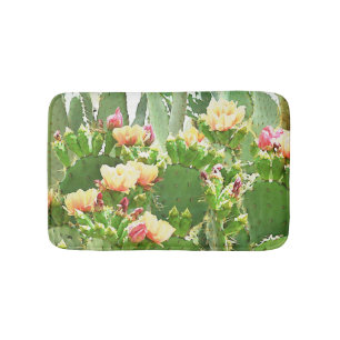 Prickly Pear Cactus Blooms Bath Mat. Mat