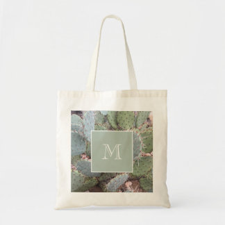 Prickly Pear Cactus Botanical Monogram  Tote Bag