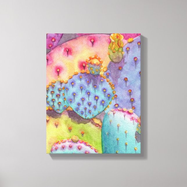 Prickly Pear Cactus Canvas Print Art Piece (Front)