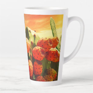 Prickly Pear Cactus Fruits And Red Sky Latte Mug