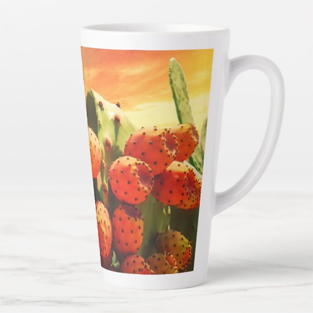 Prickly Pear Cactus Fruits And Red Sky Latte Mug (Right)