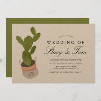 Prickly Pear Cactus Hand Drawn Wedding Earthy