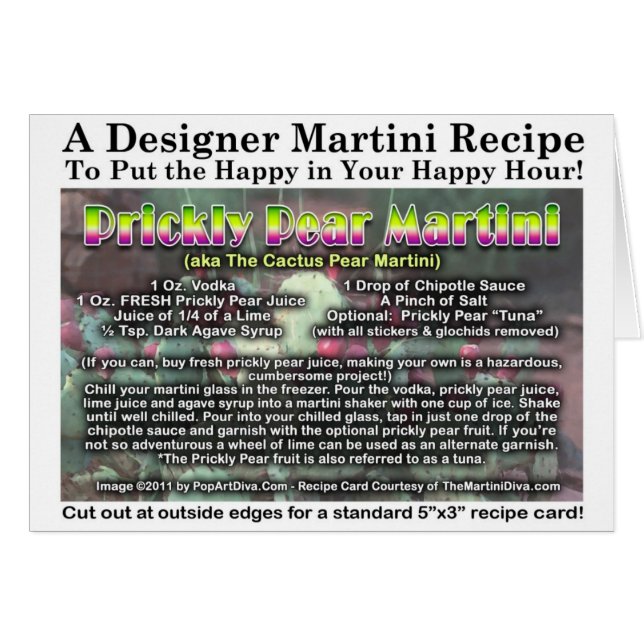 Prickly Pear Cactus Pear Martini Recipe Card (Front Horizontal)