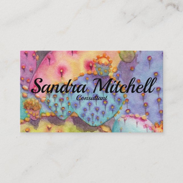 Prickly Pear Cactus Personalise Business Cards (Front)
