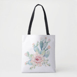 Prickly Pear Cactus Print Tote Bag