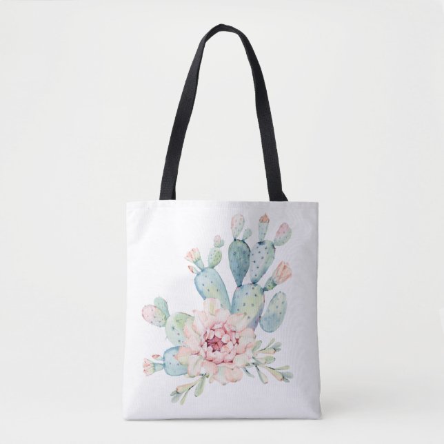 Prickly Pear Cactus Print Tote Bag (Front)