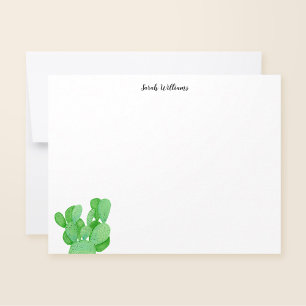 Prickly Pear Cactus Script Personalised Stationery Card