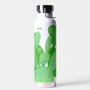 Prickly Pear Cactus Script Personalised Water Bottle