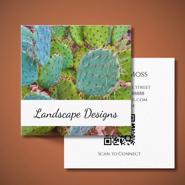 Prickly Pear Cactus Succulent Desert Botanical  Square Business Card (Creator Uploaded)