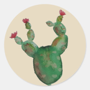 Prickly Pear Cactus Watercolor Stickers