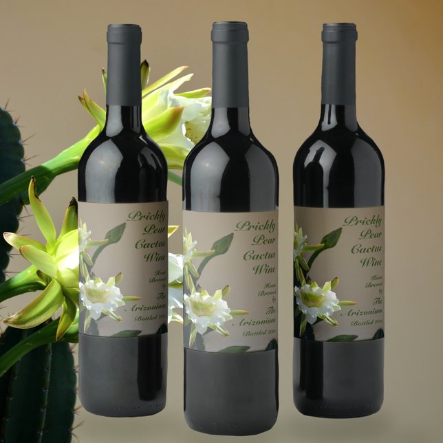 Prickly Pear Cactus Wine Floral Wine Label (Creator Uploaded)