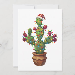 Prickly Pear Cactus with Bright Colourful Christma Announcement