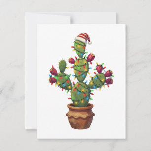 Prickly Pear Cactus with Bright Colourful Christma Card