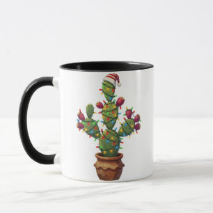 Prickly Pear Cactus with Bright Colourful Christma Mug