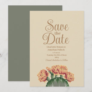 Prickly Pear Flowering Cactus Wedding Save The Date