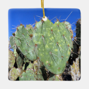 Prickly Pear Hearts Ceramic Ornament