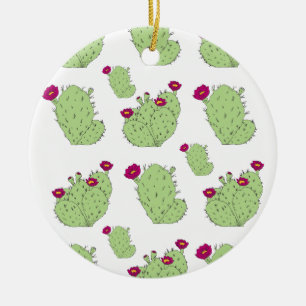 Prickly Pear Pattern Texas State Plant Cactus Love Ceramic Tree Decoration