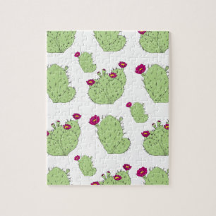 Prickly Pear Pattern Texas State Plant Cactus Love Jigsaw Puzzle