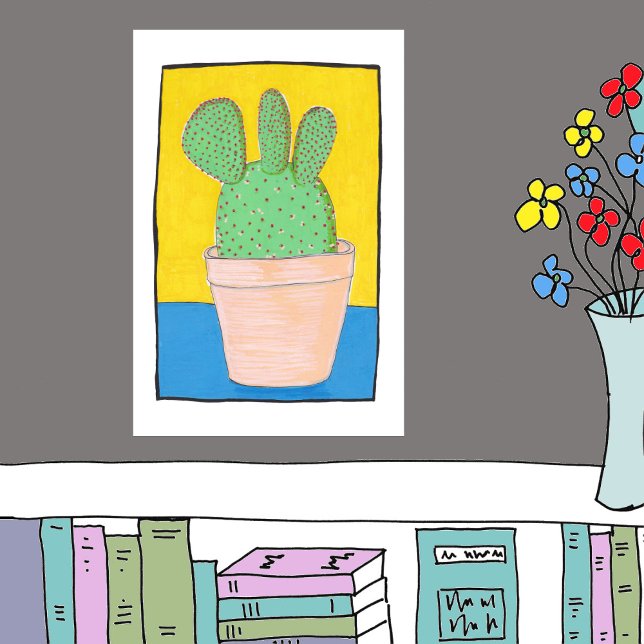 Prickly Pear, three lobed cactus, quirky drawing Poster (Creator Uploaded)