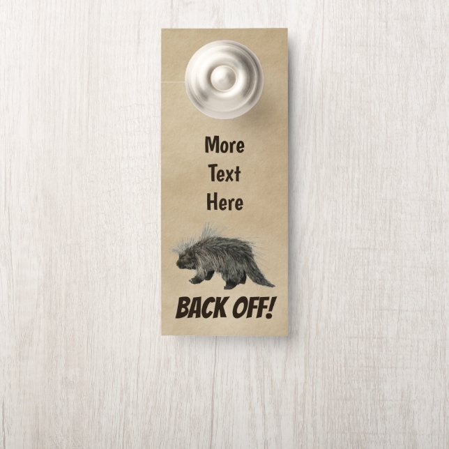 Prickly Porky On Old Paper Door Hanger (On Knob)