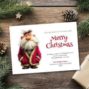 Prickly Santa funny editable Christmas greeting Holiday Card