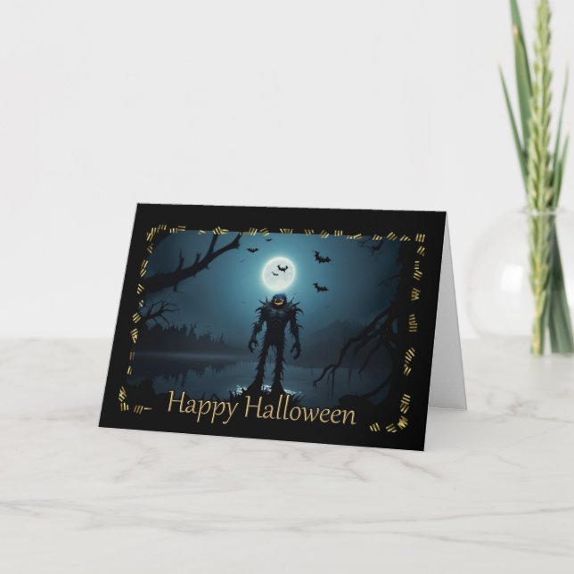 Prickly Swamp Monster Halloween Card (Front)