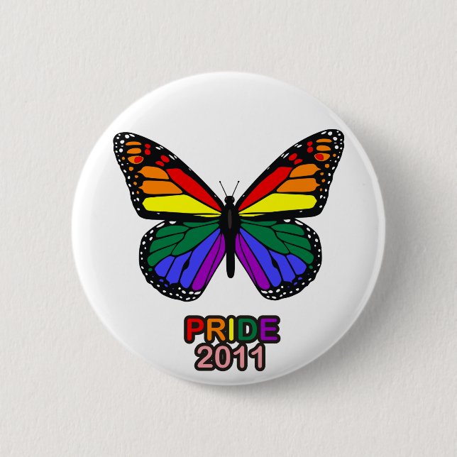 Pride 2011 butterfly 6 cm round badge (Front)