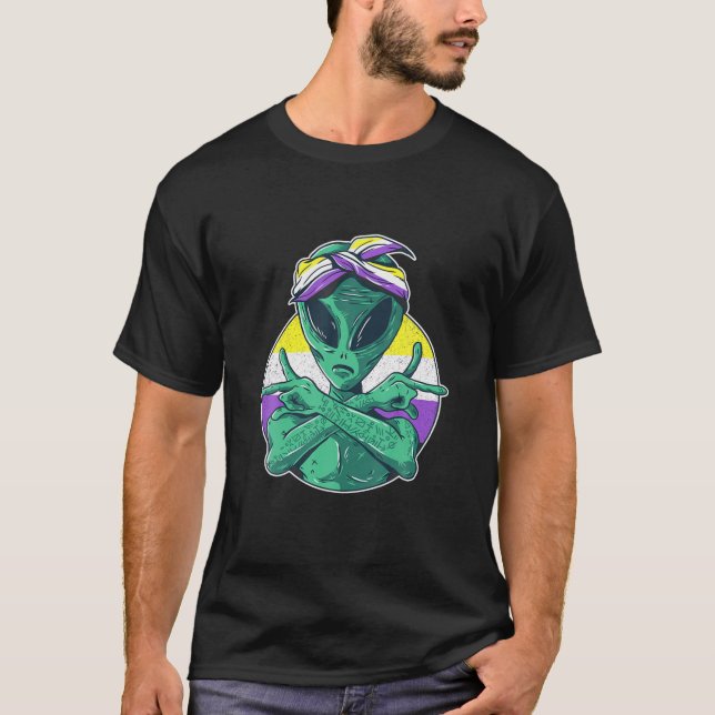 Pride Alien LGBTQ Enby Non-Binary T-Shirt (Front)