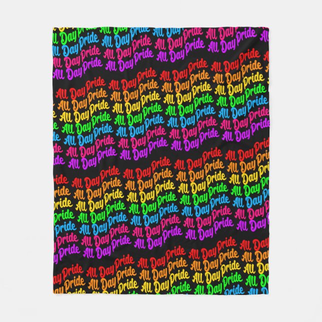 Pride All Day Rainbow Colours LGBTQ+ Fleece Blanket (Front)