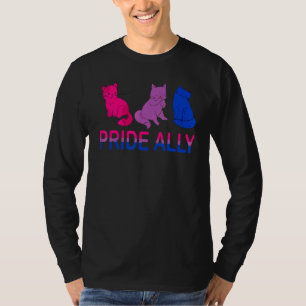 Pride Ally Cute Three Bisexual Flag Cat Pride Lgbt T-Shirt