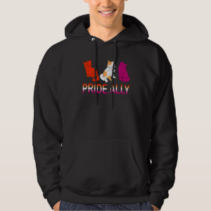 Pride Ally Cute Three Lesbian Flag Cat Pride Lgbt Hoodie