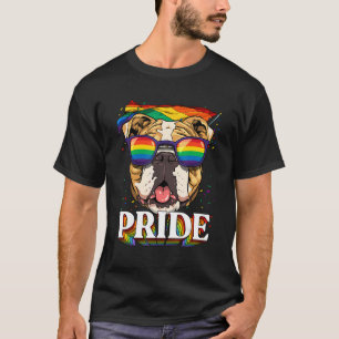 Pride American Bulldog LGBTQ Rainbow Flag Pride Mo T-Shirt