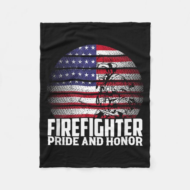 Pride And Honor Fireman Gift Proud Firefighter Quo Fleece Blanket (Front)