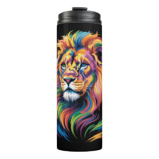  Pride and Power – Majestic Rainbow Lion Head Thermal Tumbler