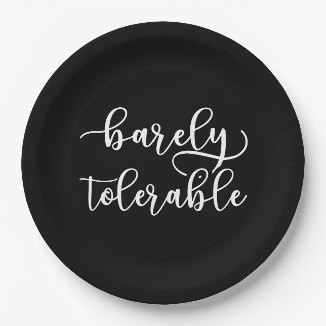 Pride And Prejudice - Barely Tolerable I Paper Plate (Front)